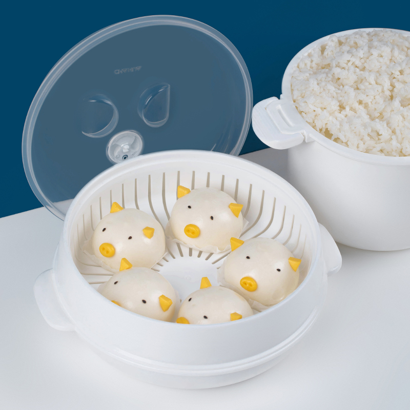 Camellia microwave oven special steamer large steamer pot with cover 2701 round plastic heating vessel cage drawer steamer