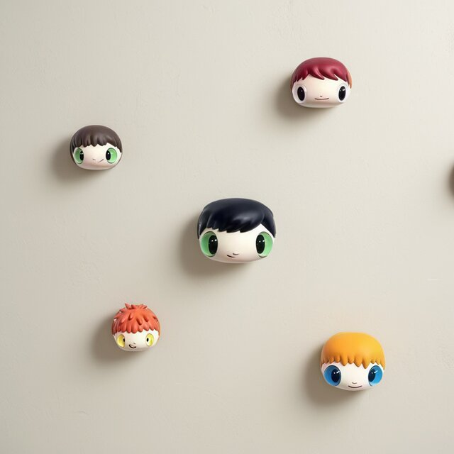 Big-eyed boy’s trendy ornaments