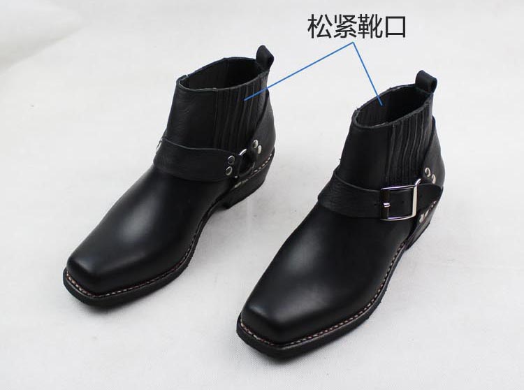 Phiên bản mới TB807 người đàn ông da của giày cao bồi miền tây boots riding boots rock boots đầu vuông da Martin khởi động ngắn