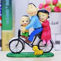 Biking Bike Big Head Son Little Head Dad Creative Handiwork Swing A Three-Mouth Resin Decorated Birthday Present