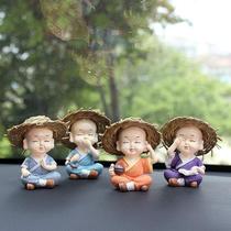 Creative car swing piece straw hat Four not monk cute paparazzi in the car Ornament Swing Piece Home Room Hem