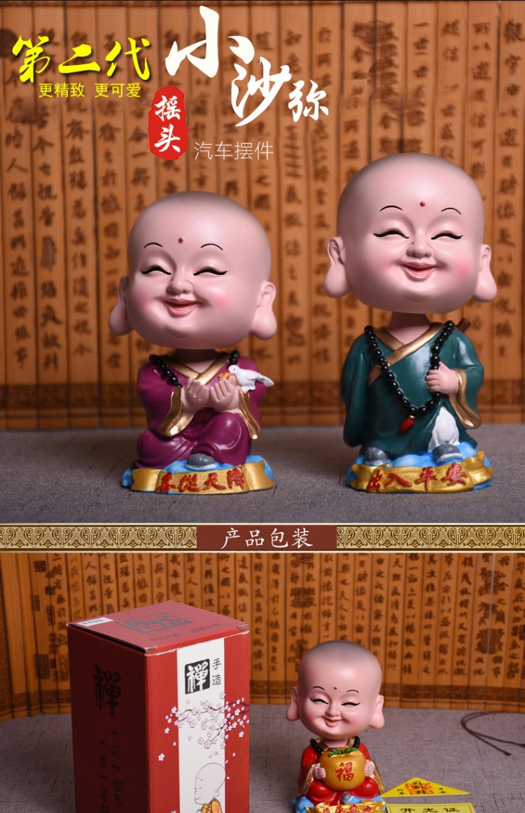 Sáng tạo trang trí xe hơi lắc đầu dễ thương nhà sư nhỏ trang trí xe an ninh phụ kiện xe hơi trang trí xe hơi đệm ghế xe ô tô