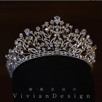 Crown family high-grade rhinestones alloy big Crown flower branches Korean bride hair crown European photography headdress