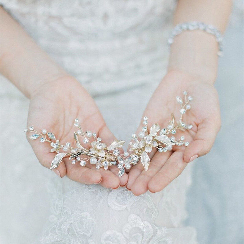 Export Money ~ Bride Hair Clip Combined Water Drill Flowers Pearl Branches Vine Hair Accessories Photography Upscale Headwear
