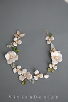 Fresh Mori Green Leaf Flower Metal Hair Band Exaggerated European Bride Soft Crown Hair Decoration Photography with Makeup Headwear