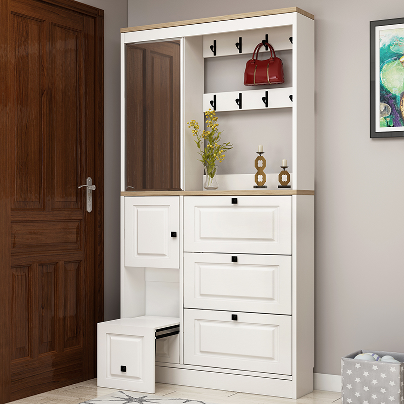 Ultra-thin shoe cabinet tipper household door 17cm large capacity entrance cabinet narrow foyer cabinet entry door clothing and hat integrated by the wall