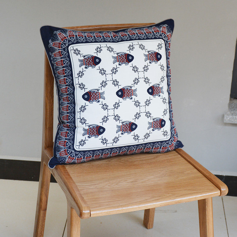 SYH Cloth Pure Cotton Chinese Pillow Cushion Cover Fabric Cushion Chair Sofa Bed Head Lumbar