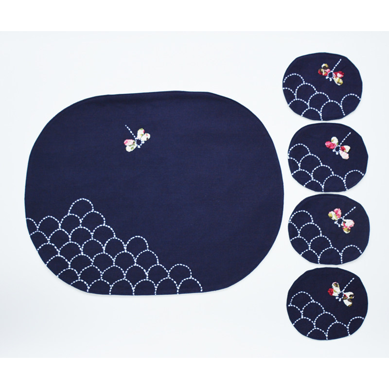 Zdyeing Pure Cotton Cloth Art Dining Mat Environmental Protection Cup Mat Rectangular Dish Mat Japan Thermal Insulation Mat Washable Manual Embroidery