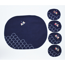 Tie-dyed cotton fabric placemats environmentally friendly coasters Rectangular plate mats Japanese heat insulation mats washable hand embroidery