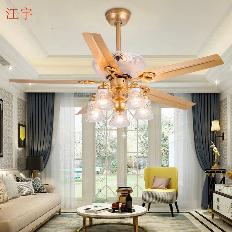 Modern minimalist LED dining room ceiling fan light atmospheric household ceiling fan light bedroom remote control European style