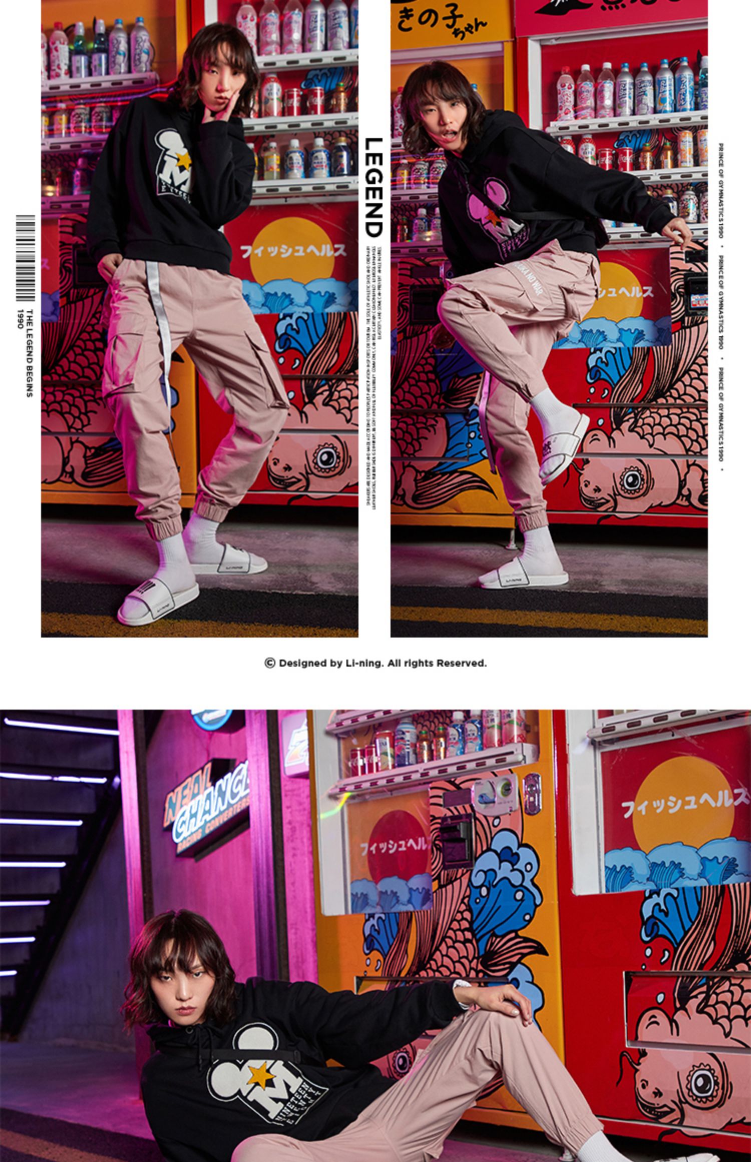 Li Ning dép nam và nữ đôi giày mùa hè 2019 mới tắm nhà tắm bên trong và bên ngoài mang dép thể thao và dép - Dép thể thao dép mickey