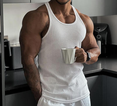Summer's new American-style coarse-threaded fitness vest, men's training I-shaped sleeveless casual and trendy top, high-elasticity outerwear