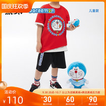 Black Whale Doraemon series childrens casual midwear 2021 summer new fun print pants