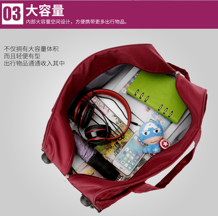 Túi xe đẩy công suất lớn cho nam và nữ đi công tác túi du lịch có thể lên túi du lịch túi duffel túi chống nước gấp hành lý túi đựng quần áo du lịch