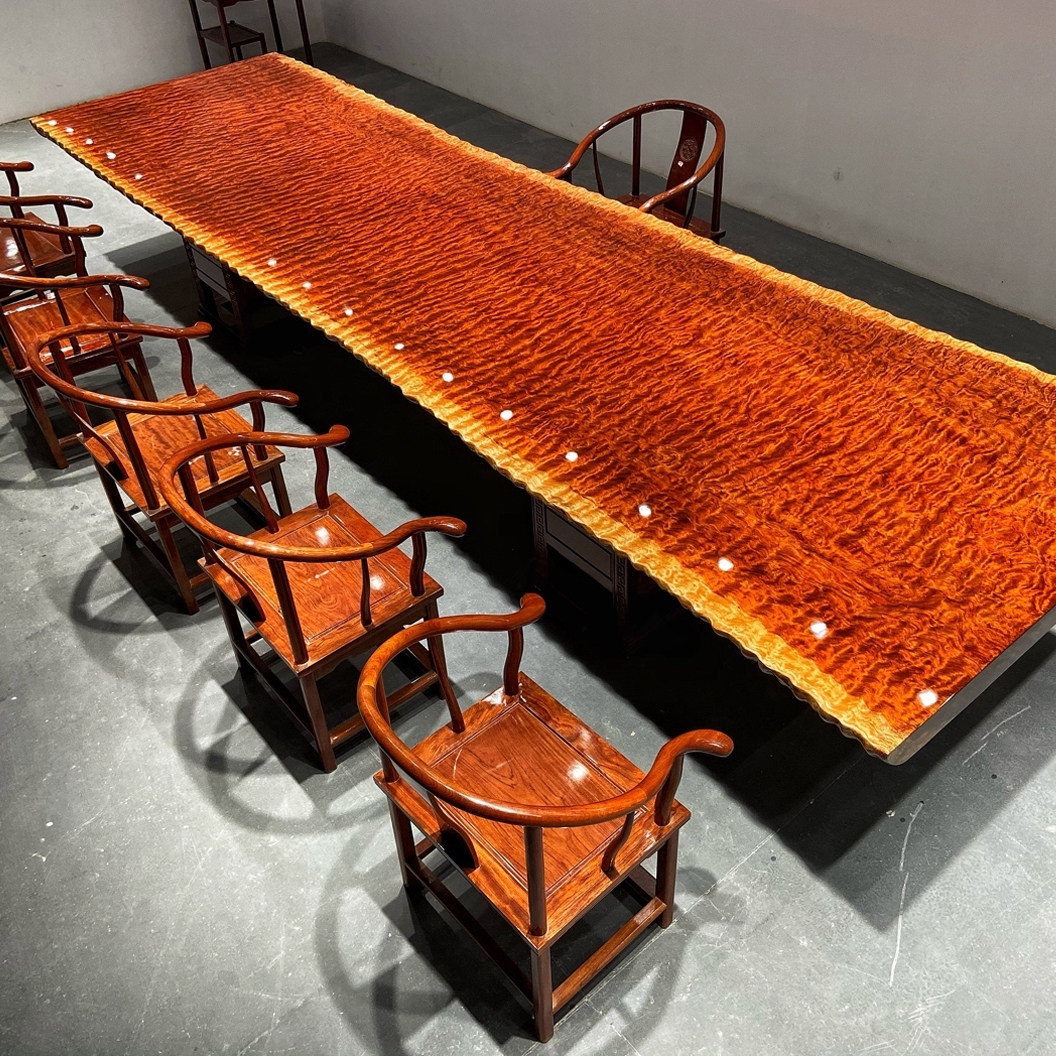 Bahua Solid Wood Log Large Plate Hu Peach Wood Tea Table Tea Table New Chinese Solid Wood Large Bandai Boss Desk Spot