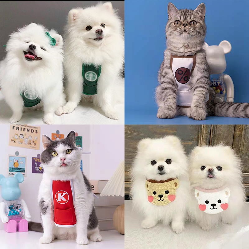 Pet apron dog cat apron protection belly anti-cold ins cute pet overalls cat and dog bib saliva towel