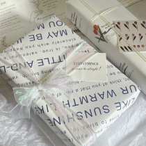 ins gift wrapping paper hard paper bag book paper gift paper tulip pattern bouquet paper English blue letters