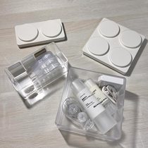 Ins building block storage box glove box can be superimposed frosted transparent small box square rectangular note box