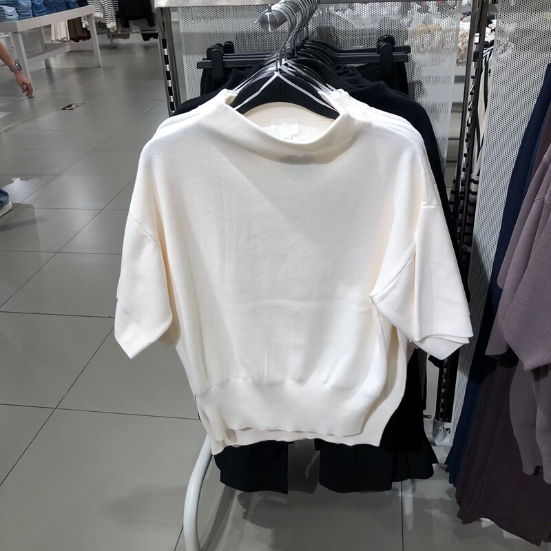 H Brand Genuine Women's Clothing 26 Autumn New Versatile Soft Round Neck Pullover Knitted T-Shirt Top 1362531