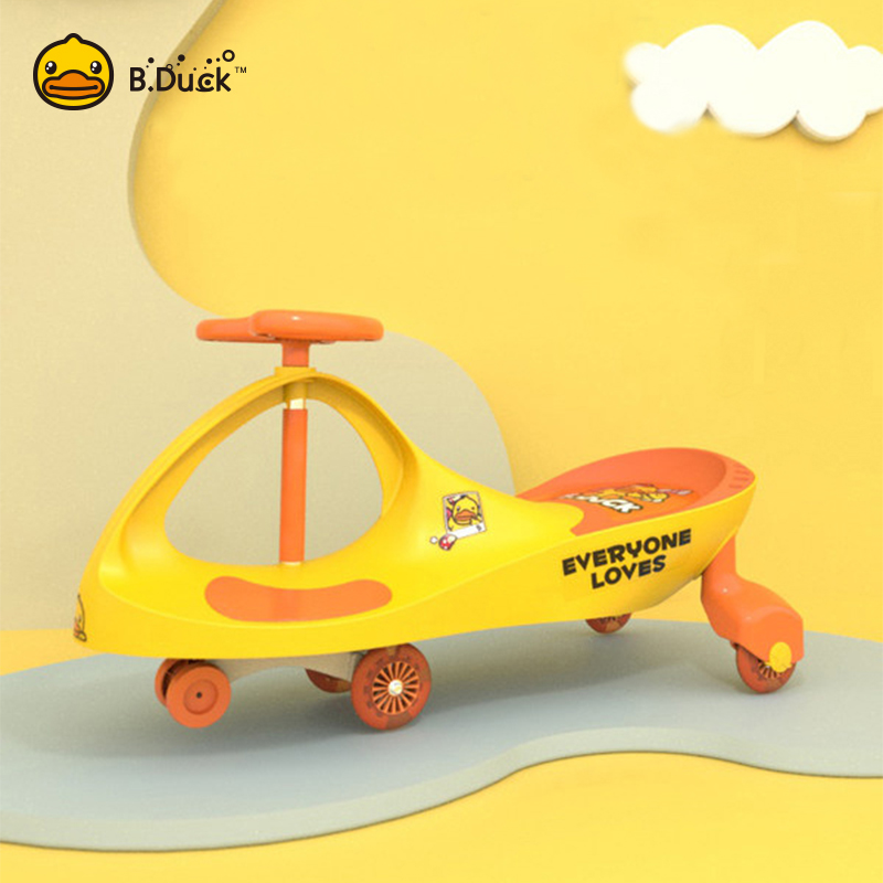 B Duck yellow duck twisting car children 1-3 years old sliding car four-wheel baby anti-rollover swing car