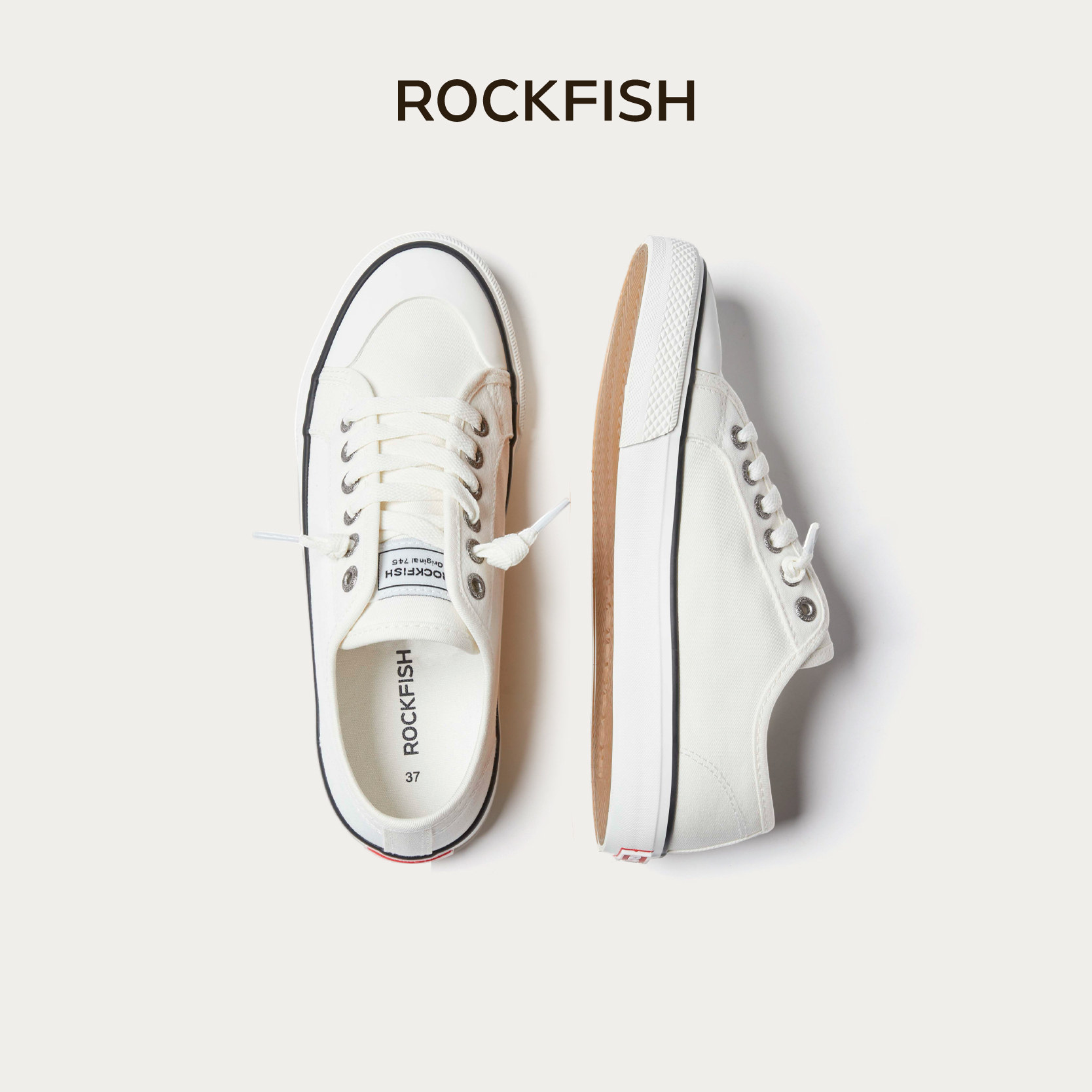 Парусиновая обувь Rockfish; женская обувь с ленивыми педалями; дышащая белая обувь; коллекция 2025 года; новинка осени; повседневная обувь; кроссовки Изображение 1