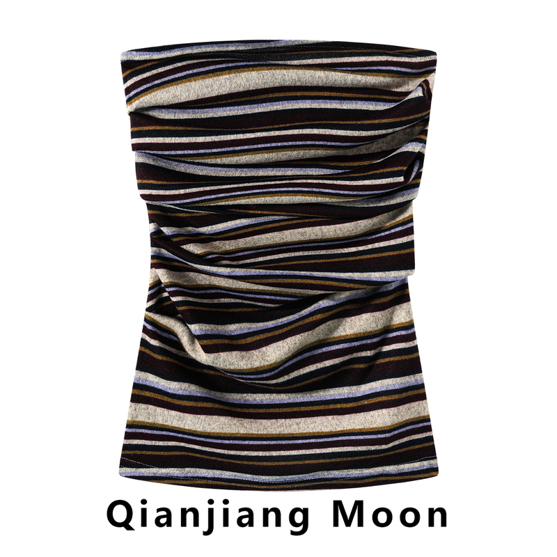 Sweet and Spicy Color-Blocked Striped Tube Top for Women, New Summer Style with Irregular Design, Waist-Cinching, Slimming, Versatile Top