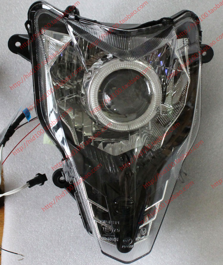 永 源源 枭风 350 战 枭 YY350-9A xe máy đèn xenon ống kính đèn pha lắp ráp sửa đổi mắt thiên thần đèn pha trắng xe máy