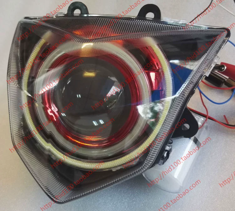 VJR sửa đổi đèn pha điện 5 biển năm đôi ống kính đôi đèn pha lắp ráp thiên thần mắt quỷ mắt xenon đèn - Đèn HID xe máy