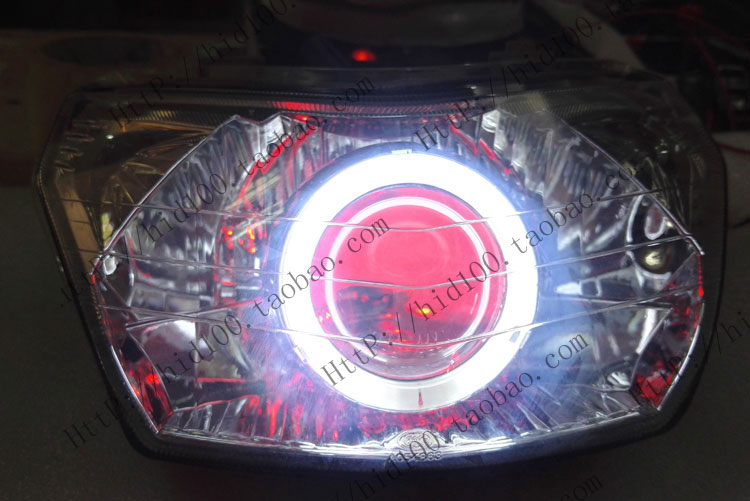 永 源源 枭风 350 战 枭 YY350-9A xe máy đèn xenon ống kính đèn pha lắp ráp sửa đổi mắt thiên thần đèn pha trắng xe máy