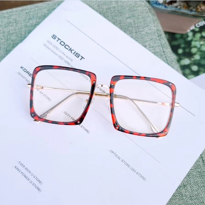 The blue - light flat glasses frame female circular face with thin tide square super - large frame BAO WEN border face frame