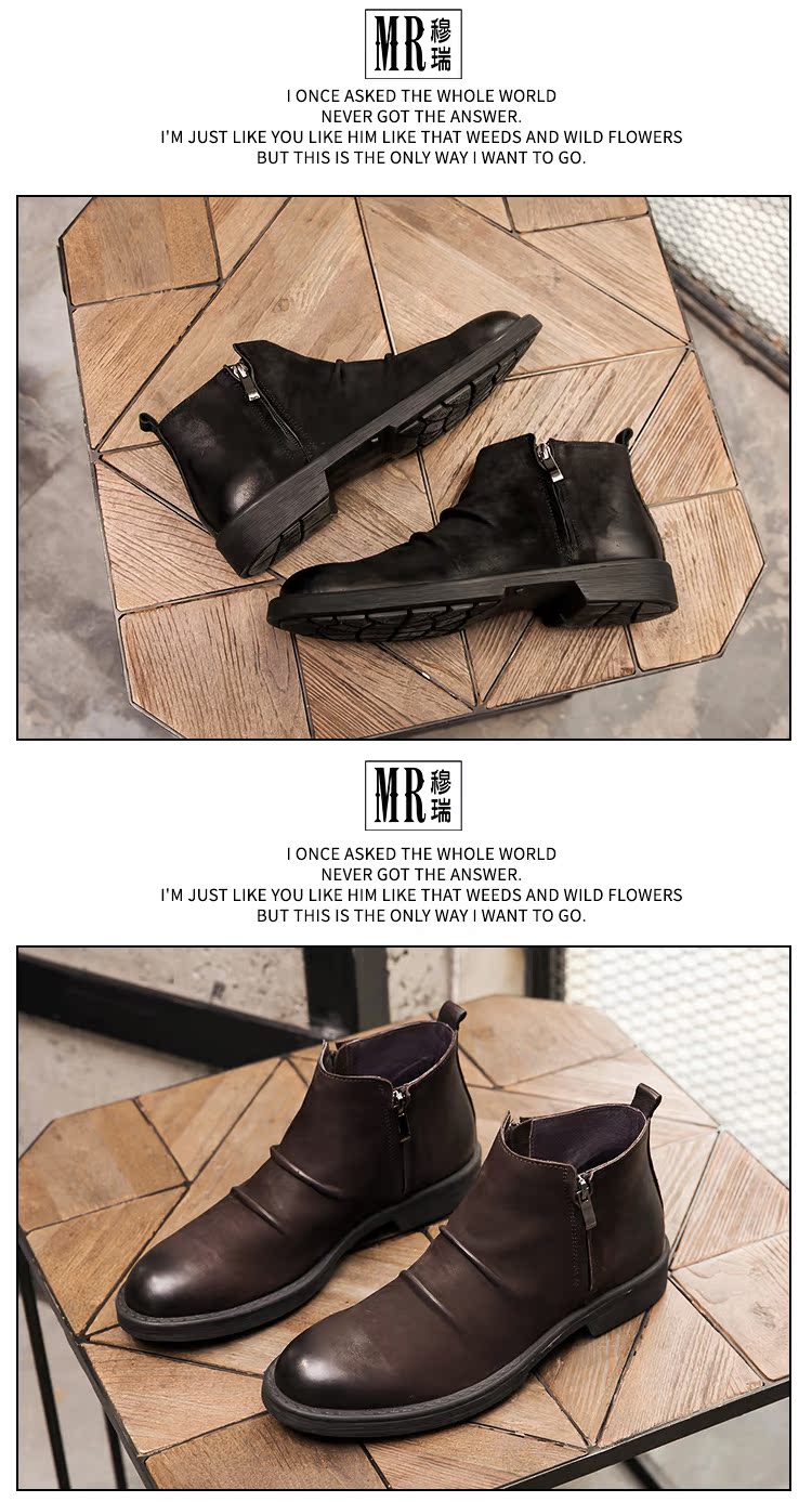 Giày nam mùa đông Anh Retro Martin Boots Giày nam Tide Wild Men Giày da cao cấp Da ấm Chelsea Boots giày boot nam hà nội