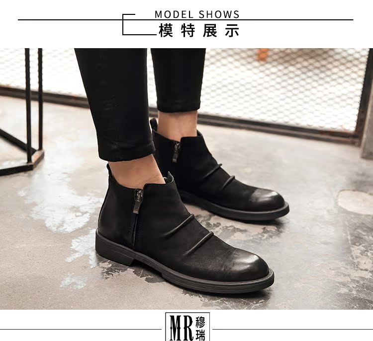 Giày nam mùa đông Anh Retro Martin Boots Giày nam Tide Wild Men Giày da cao cấp Da ấm Chelsea Boots giày boot nam hà nội