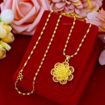 Vietnam sand gold fashion women imitation gold multi-layer big flower necklace female temperament Thailand real sand gold water wave chain