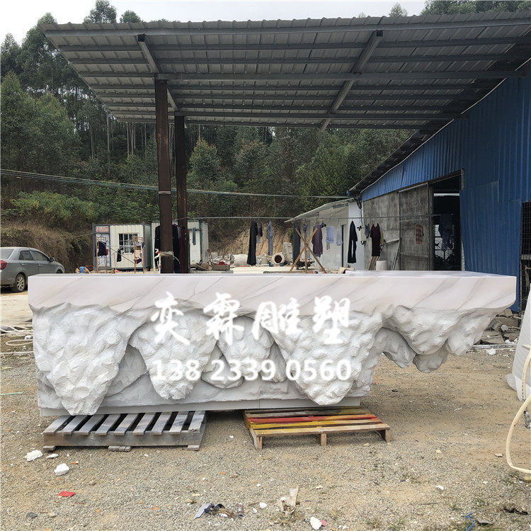 Creative glass steel shape front desk fake mountain service desk customized at hotel office reception desk