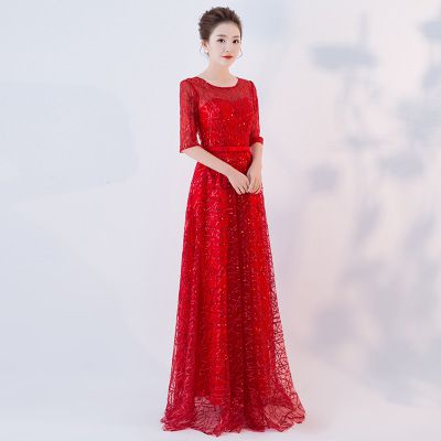 Buổi tối ăn mặc 2019 New tiệc Noble và Elegant dài Champagne Bridesmaids Công ty tiệc chủ chiếc váy