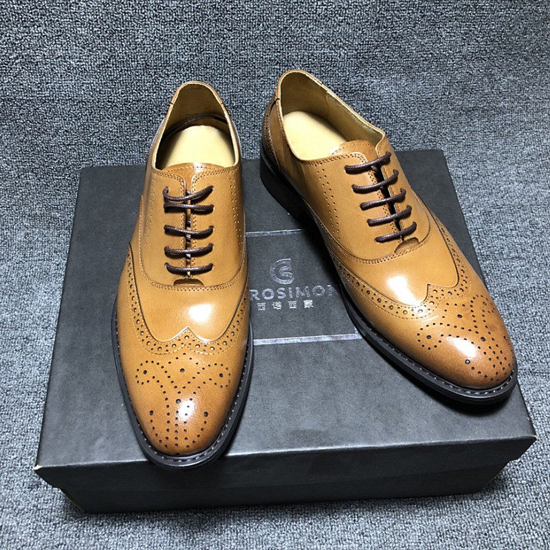 Block men shoes sculpture English casual leather business dress shoes pointy head and breathable Derby shoes