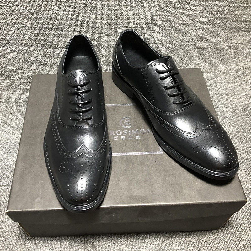 Bullock men's shoes carved Korean version of the British casual business formal leather shoes pointed toe breathable derby shoes men's trendy shoes