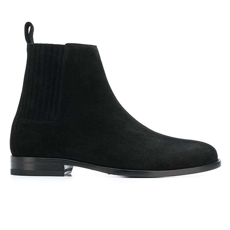 Chelsea Boots Man One Foot Pedal Short Boot Tip CHELSEA BOOT Inron Frosted Genuine Leather Personality Martin Boot Tide