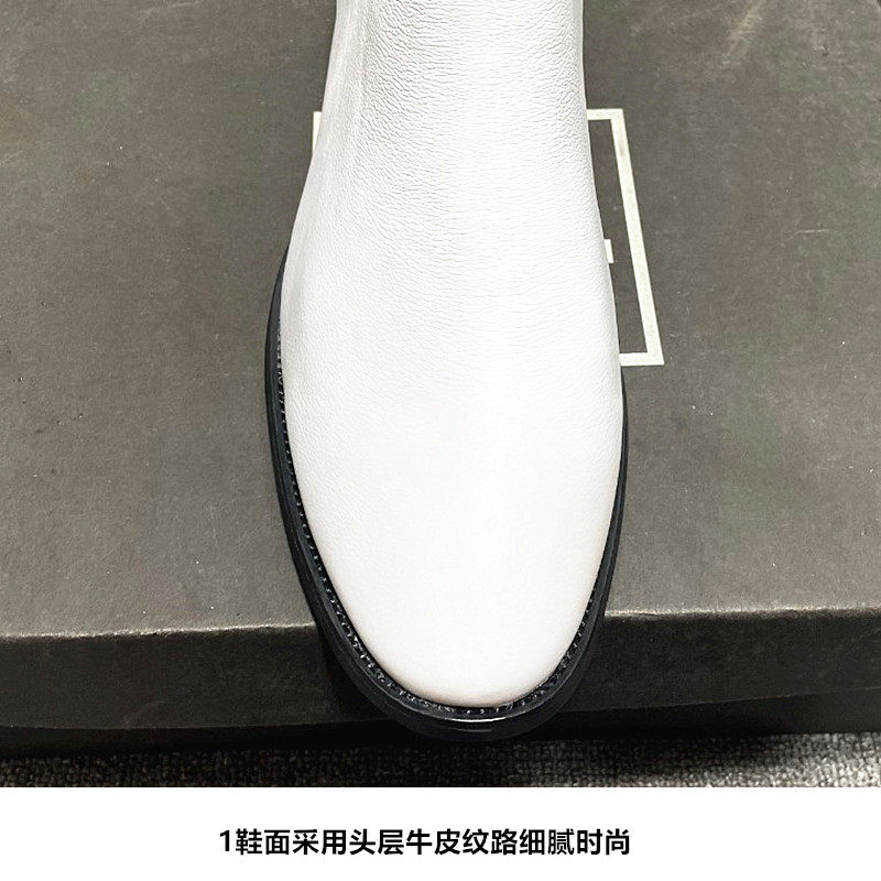Челси сапоги 切尔西靴男真皮英伦尖头短靴chelsea boot男士靴子新款高街白色靴