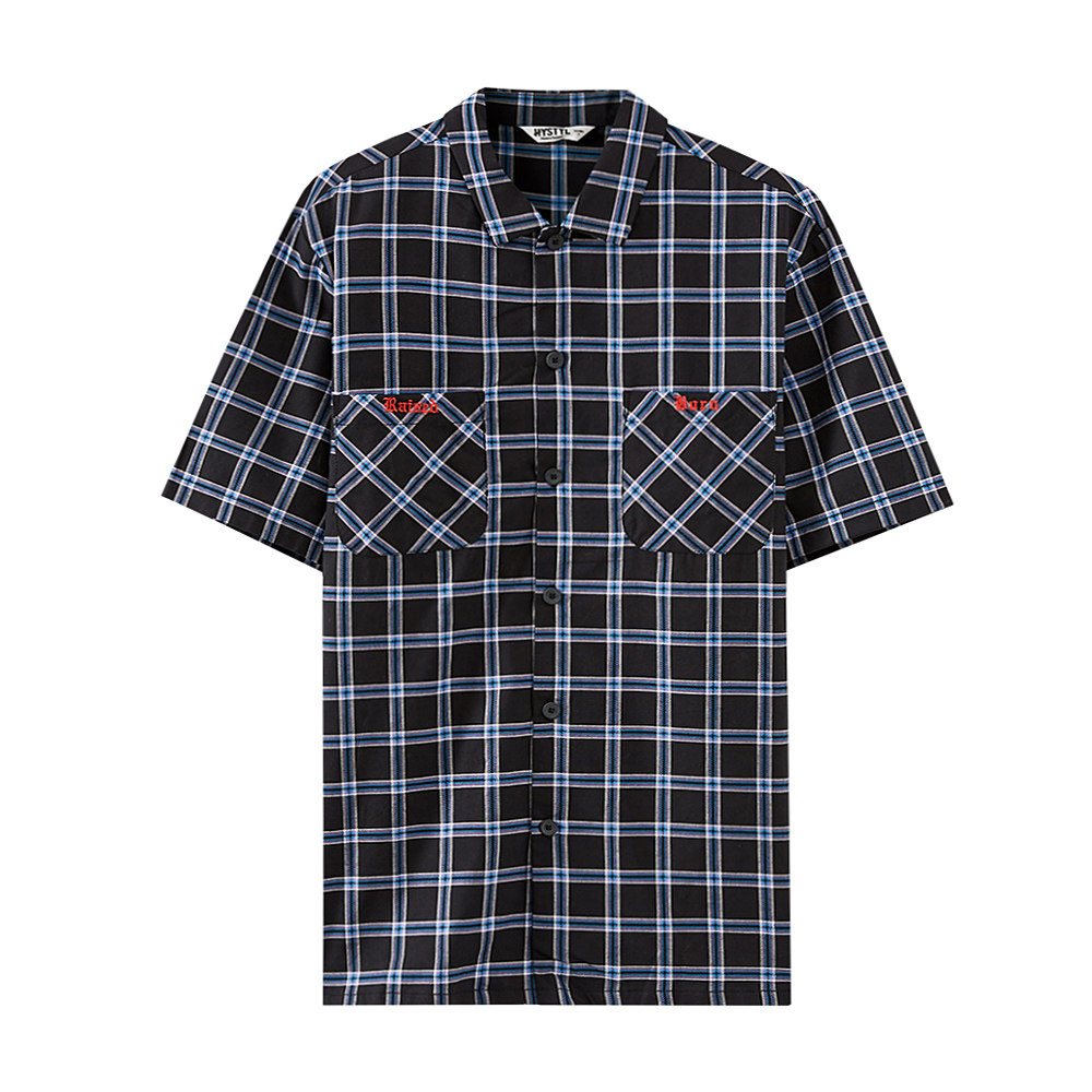 Metersbonwe Short Sleeve Shirt Plaid Men's Trendy Summer High Street Dark Letter Print 725026 - Taobao