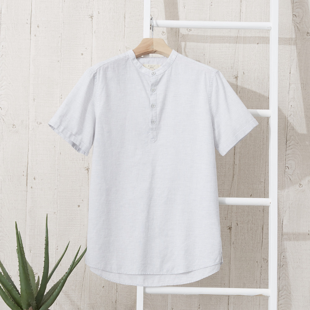 Metersbonwe short-sleeved shirt men's summer solid color Hong Kong style Korean shirt men's polo collar 225475