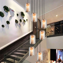 Natural marble stair lamp modern simple new Chinese restaurant dinner hanging single hanging creative personality spiral platform lamp
