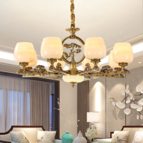 Natural marble chandelier new Chinese all copper living room chandelier modern simple Zen atmospheric lamps restaurant library lights