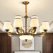 New Chinese Zen Chandelier All Copper Enclosed Anti-mosquito Dust Living Room Restaurant Study Chinese Style Modern Simple Chandelier