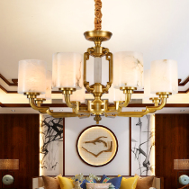 New Chinese chandelier all copper natural marble lamps living room dining room bedroom villa modern simple atmospheric chandelier