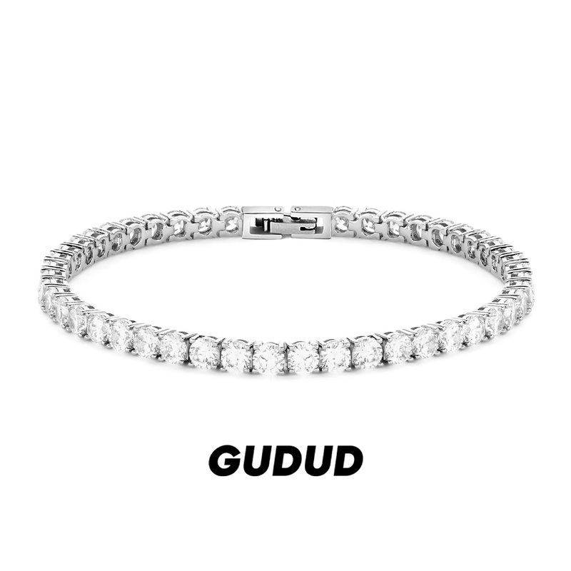 Official Genuine S925 Sterling Silver Tennis Bracelet Trendy Unisex Diamond-Encrusted Bracelet European and American Light Luxury High-End Jewelry