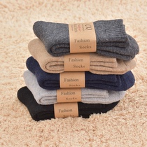Autumn Winter Thickened Wool Socks Long Cylinder Mens Gvet Warm Super Thick Midcylinder Pure Color Towel Socks Woolen Loop Socks