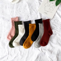 Socks Children ins Chains Korea Black and white Colour cute days of spring Summer pure colour curls Sox stockings Sox