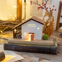 Aying Desktop Microminiature House Adornment Wooden House Swing Piece Day Style Art Shine Nordic Decompression Healing Gifts