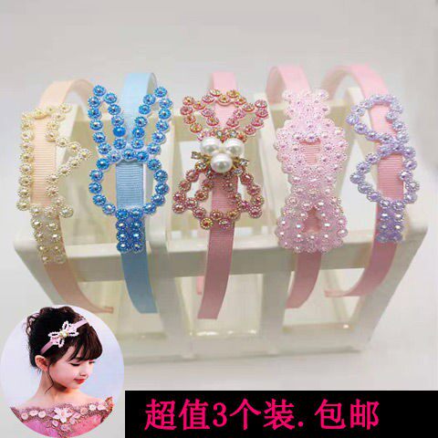 New three-pack children's hair band Korean Princess non-slip hair band hair clip Girls bow with teeth sweet hair ornaments